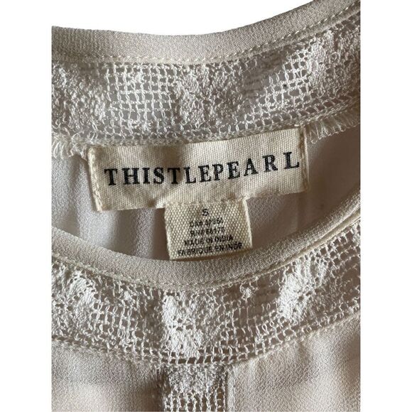 Thistle pearl women’s ivory, sheer lace lined mini dress size small - Picture 5 of 5